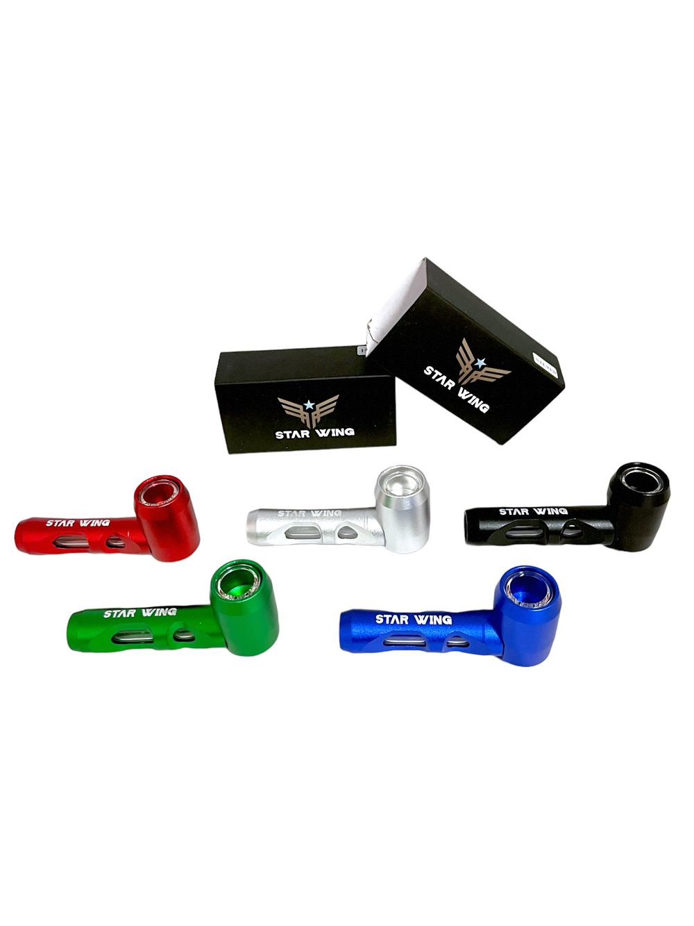 4" Star Wing Aluminum-Glass Hand Pipe (5CT)