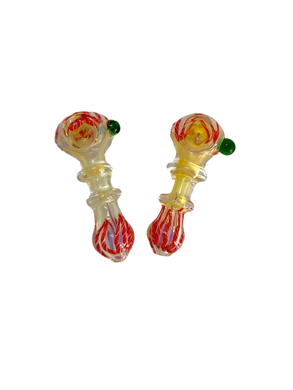 3.5" Double Ring Fumed Rasta Striped Glass Hand Pipe