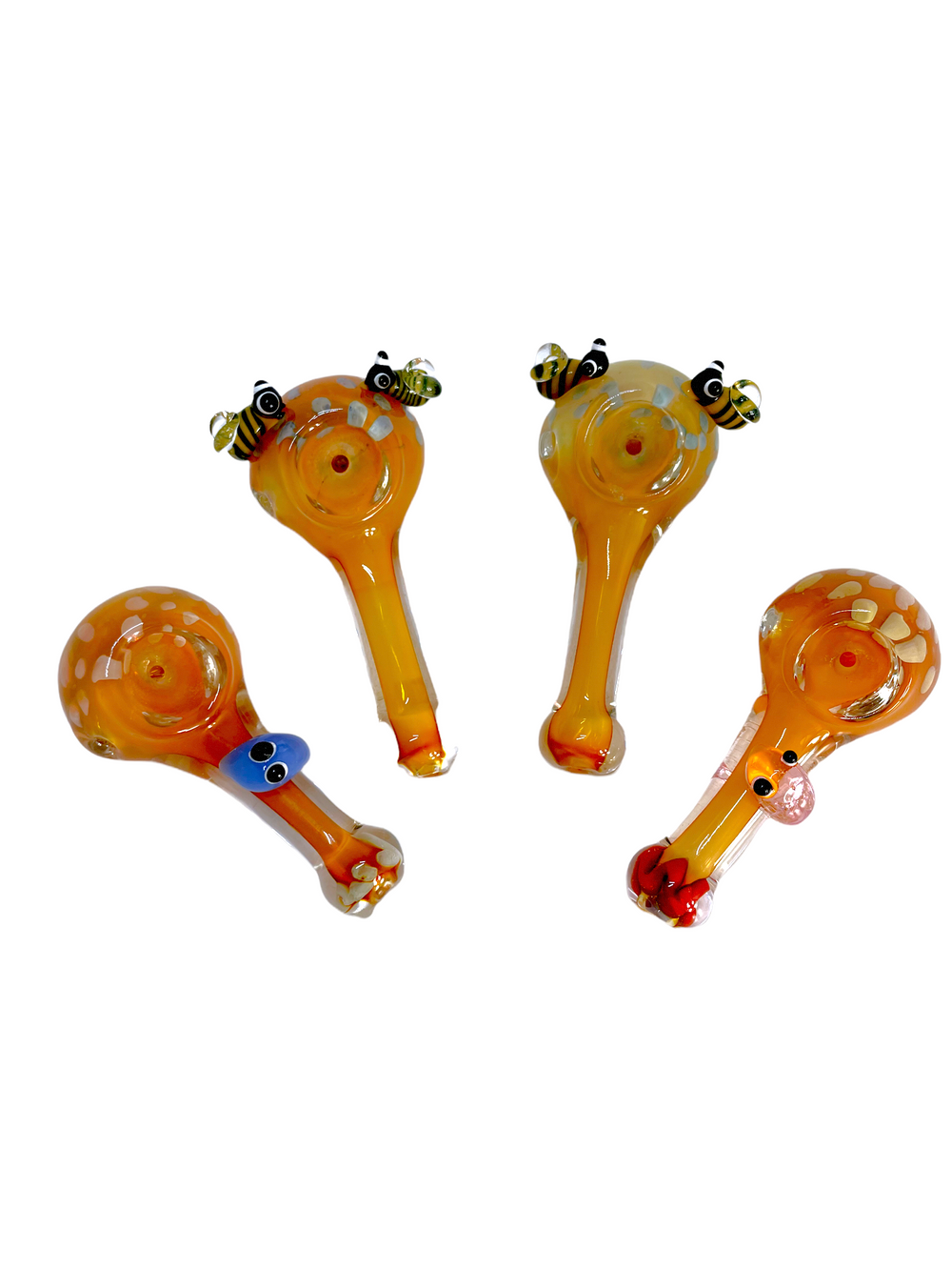 4" Honey Yellow Bee Design Glass Hand Pipe (10CT)