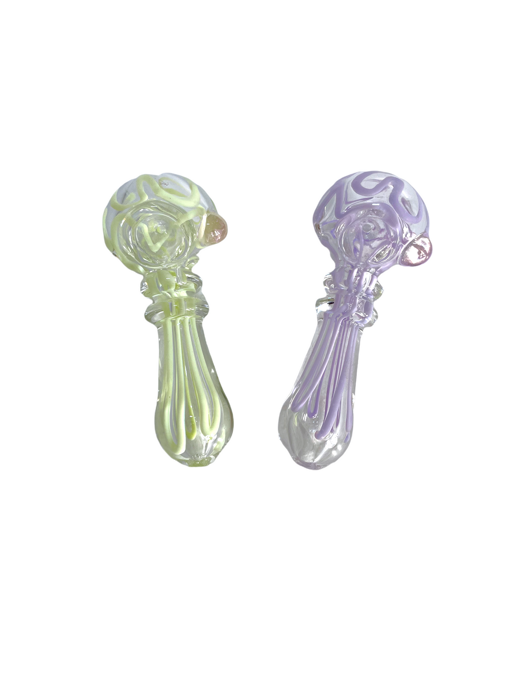 4" Double Ring Swirl Glass Hand Pipe