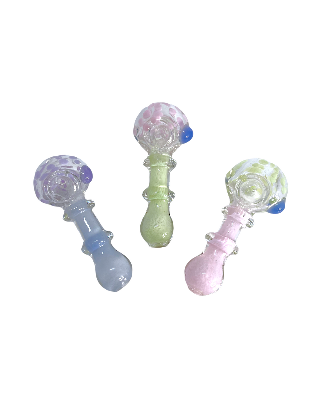 4" Double Ring Glass Hand Pipe Assorted Colors