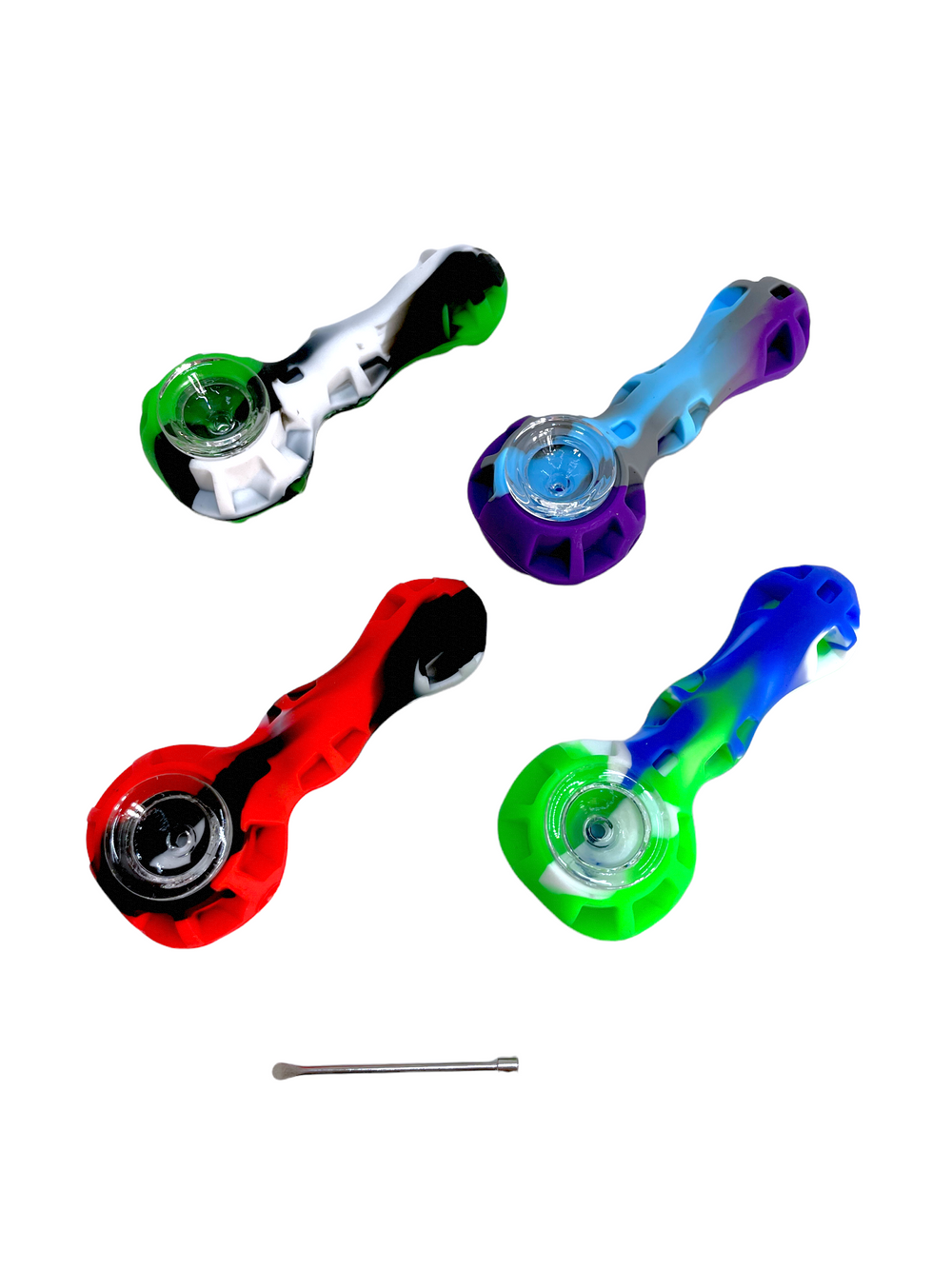 4" Silicone Hand Pipe W/ Metal Dabber