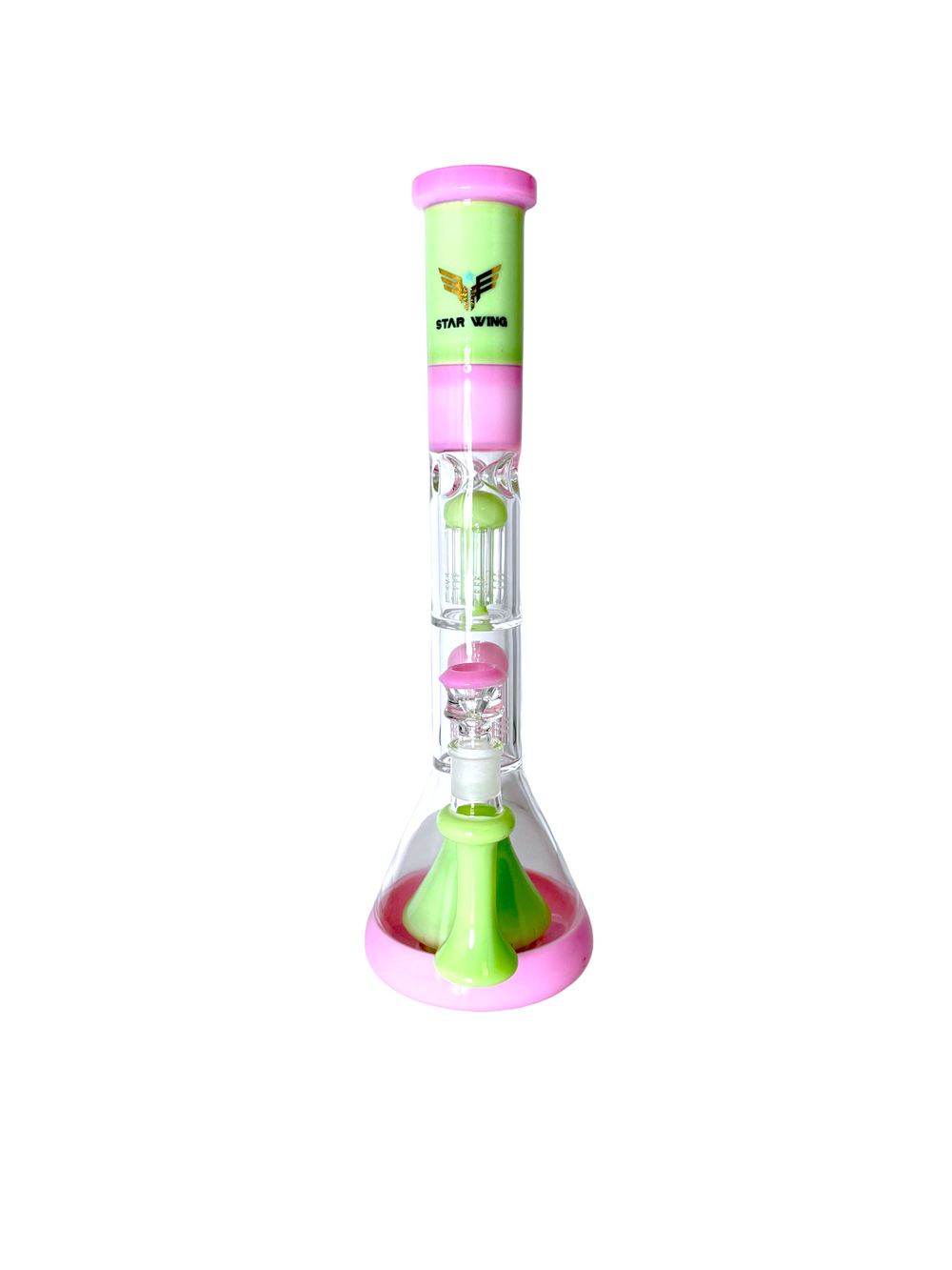 18" Color Tube Double Tree Perc Water Pipe-PK