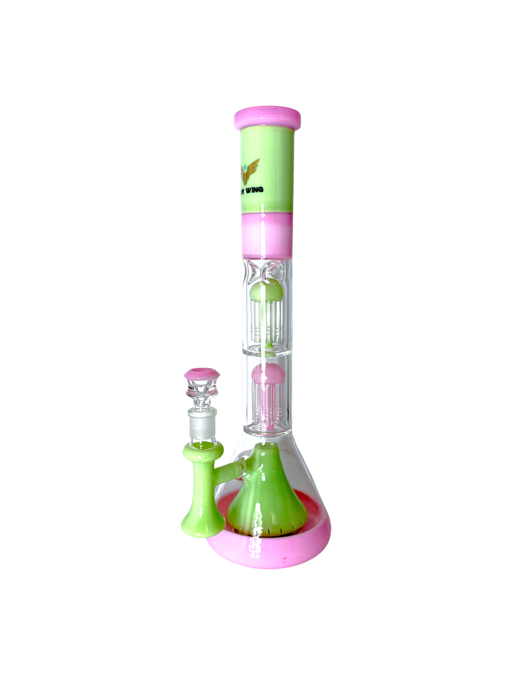 18" Color Tube Double Tree Perc Water Pipe-PK