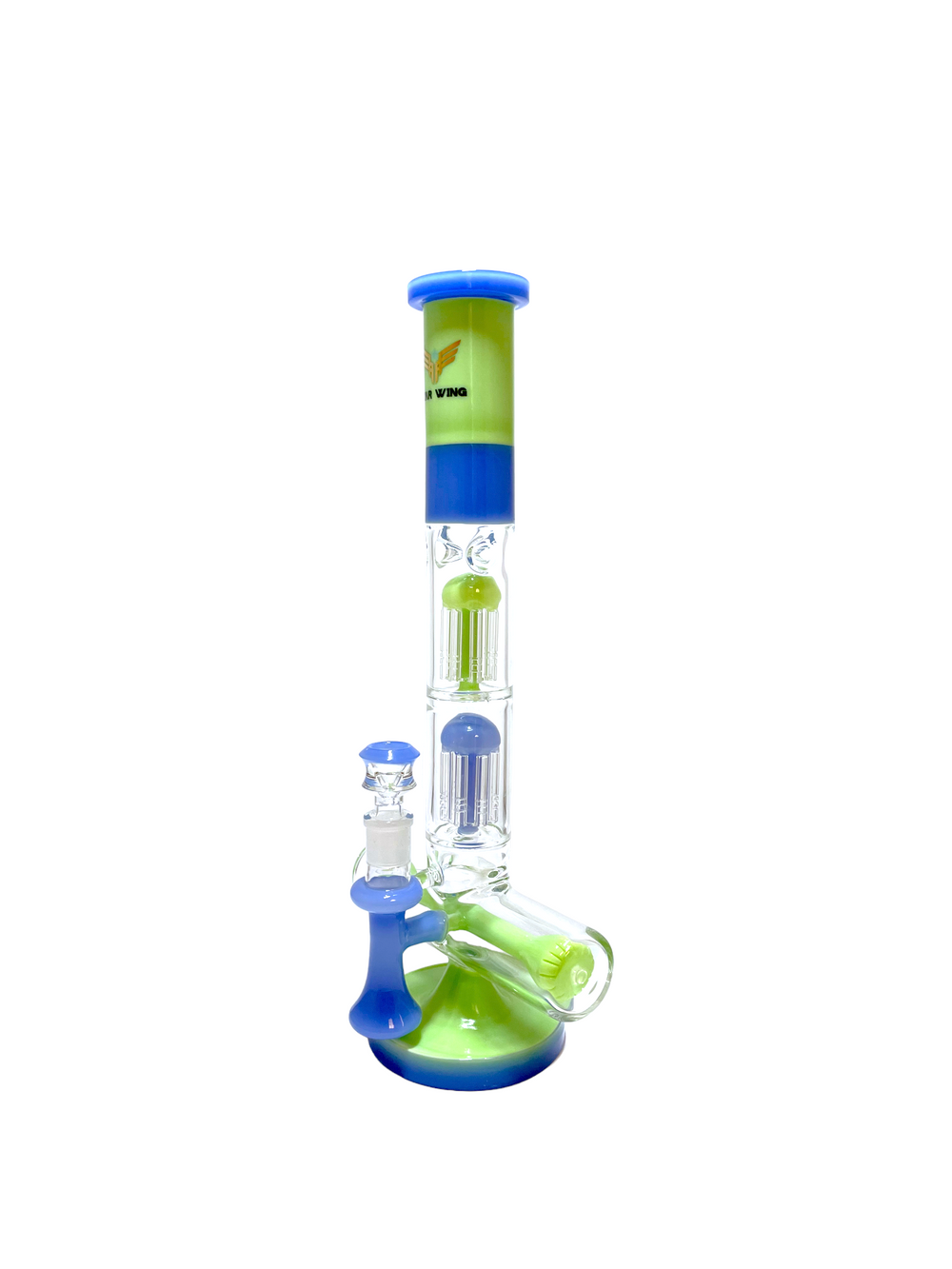 17" Color Tube Cruciform Double Tree Perc Water Pipe-BL