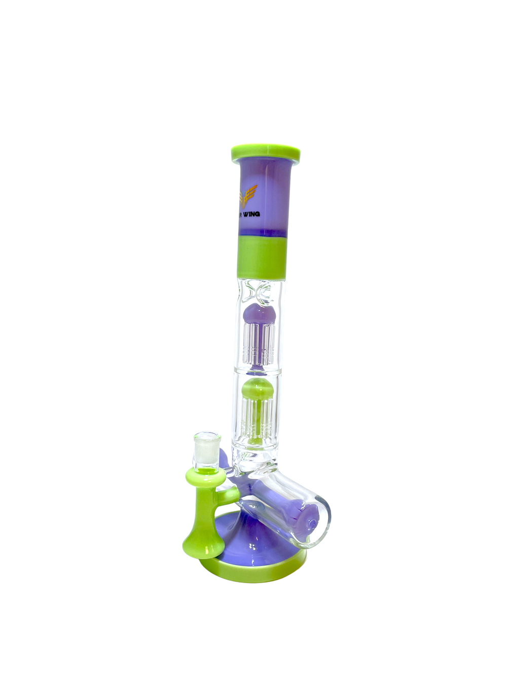 17" Color Tube Cruciform Double Tree Perc Water Pipe-GN