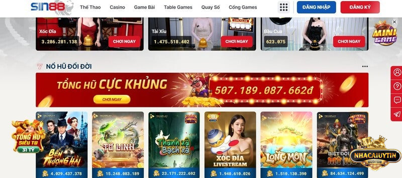Các sản phẩm cá cược nổi trội, chơi nhiều nhất tại nhà cái Sin88